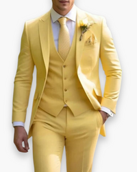 Felix | Herren Dreiteiliger Anzug Weste Business Elegant Hochzeit Festlich in Gelb