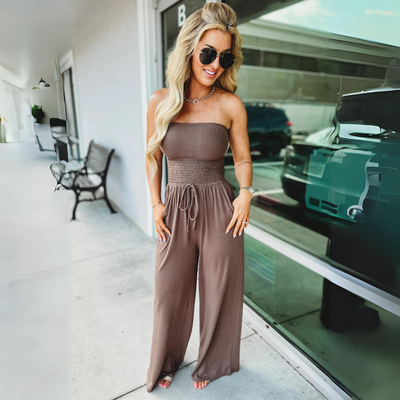 April - Ärmelloser Jumpsuit mit weitem Hosenbein für Damen