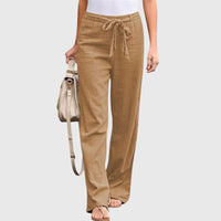 Amalia | Damen Hose Leicht Modern Chic Elegant Alltag Business in Hellbraun