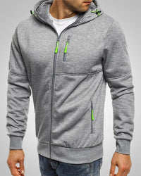 Andrew | Herren Legerer Taschen Zip-Hoodie in Grau