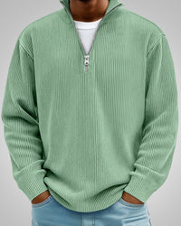 Richard | Herren Casual Half-Zip Strukturpullover in Hell Grün