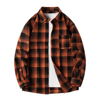 Ryder | Herren Flanellhemd Kariert Langarm Relaxed Fit Herbst in Orange