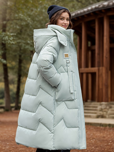 Casual Kapuzen Wintermantel mit Reissverschluss und Knopf für Damen | Ideal für den Winter