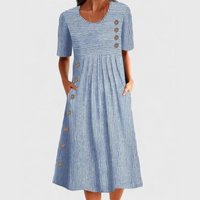 Jarna | Gestreiftes Midi-Kleid in Blau