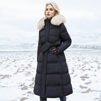 Jacqueline - Elegante Winterjacke für Damen in Schwarz mit beigem Kragen