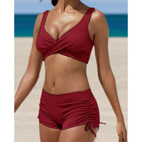 Korrigierende und Bequeme Bikini in Weinrot