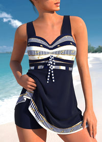 Jenna | Damen Badeanzug Schnelltrocknend Modern Sport Strand Sommer in Marineblau