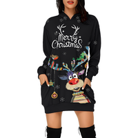 Georgia - Elegantes Weihnachtskapuzenkleid für Damen in Schwarz / Blau