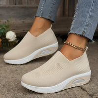 Hermina - Damen Slip-On Sneaker mit Strickstruktur in Beige
