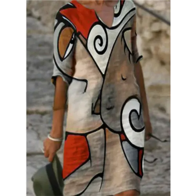 Frühlingszauber | Mini Kleid mit Blumendesign und V-Ausschnitt für Damen