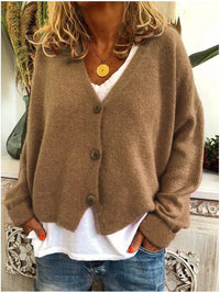 Strickjacke für Damen, Dicker Strick und lässiger Schnitt - Elvarine in Khaki