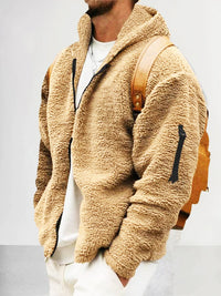 Kapuzenjacke aus Thermofleece - DAVIS in Khaki