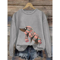 Damen Sweatshirt mit Rundhalsausschnitt und langen Ärmeln in Grau B