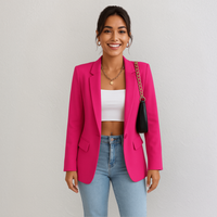 Charlotte | Damen Blazer Tailliert Revers Elegant Business Professionell in Pink