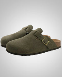 Maximilian | Herren Orthopädische Leder-Slip-on-Pantoletten in Grün