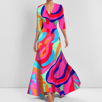 Delores - Langes Kleid mit Blumendesign und langen Ärmeln in Bunt