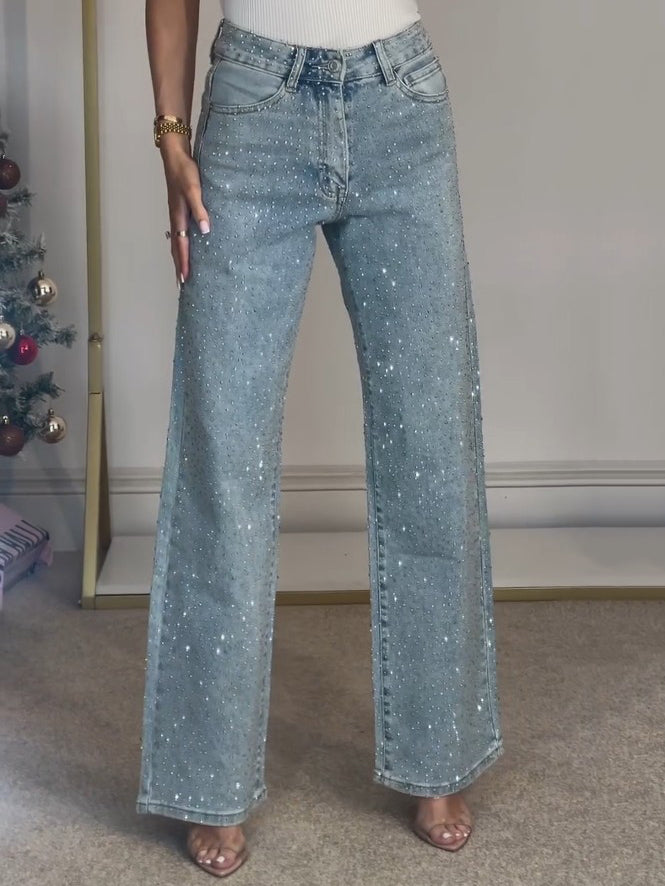 Fudus | Jeans Mit Hoher Taille Und Diamant Details