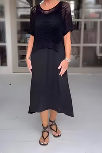 NORMA - Sommerkleid mit Strickoberteil in Schwarz