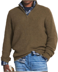 Diego | Sportiver Strickpullover mit Reißverschluss in Braun
