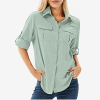 Atmungsaktive Wandershirt für Damen | Lange Ärmel in Mintgrün