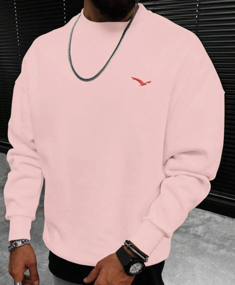 Wolph | Herren Crewneck Sweatshirt mit gesticktem Vogel-Logo, Casual Fit