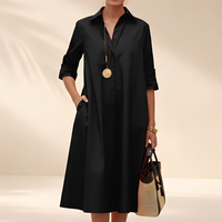 Eljenne | Damen Hemdkleid Leicht Sommer Casual Feminin Lässig Modern in Schwarz