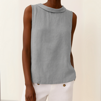 Franziska | Damen Ärmelloses Top Rollkragen Locker Modern Casual Urban in Grau