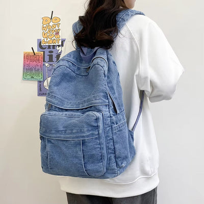 Fudus - Vintage Jeansstoff Rucksack mit Großer Kapazität