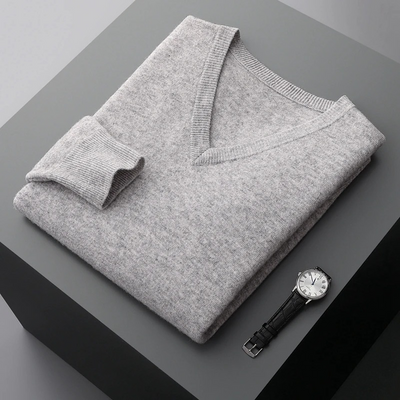 Fudus | Kaschmir Pullover Herren, V-ausschnitt, Weiches Kaschmir Strickmaterial