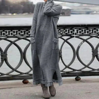 Liana – Elegantes Maxikleid für kühle Tage in Grau