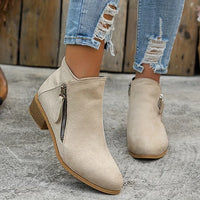 VINA – Orthopädische Lederstiefeletten Mit Reißverschluss in Beige