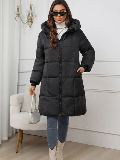 Chic Mid-Langer Kapuzen Winter Puffer Mantel für Damen | Ideal für den Winter