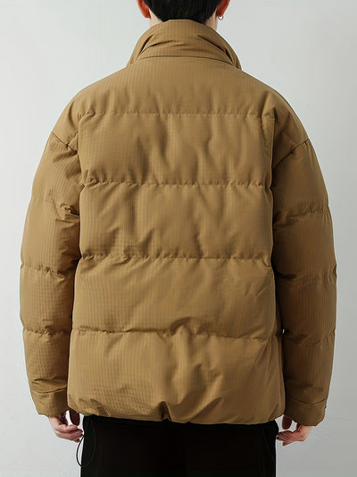 Warme Baumwoll-Steppjacke mit Bandkragen und Reissverschluss für Herren | Ideal für den Winter