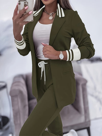 Stylisches Blazer Set mit langen Ärmeln und lässigen Hosen für Damen | Ideal für jeden Tag