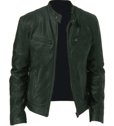 Casual Vegane Lederjacke mit Stehkragen für Herren | Ideal für den Winter