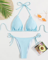 Donna – Bikinis mit Bindebändern in einfarbig in Blau