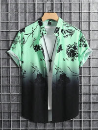 Tropisches 3D-Blumen-Hawaii-Hemd – Stil und Komfort in einem in Grün Schwarz