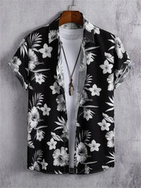 Tropisches 3D-Blumen-Hawaii-Hemd – Stil und Komfort in einem in Schwarz Weiß