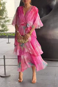 Cassia | Elegantes Chiffonkleid in Rosa