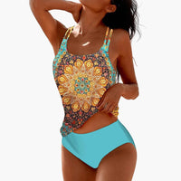 Dam Tankini Bikini Set – Bohemian Stil für Strand und Pool in Blau