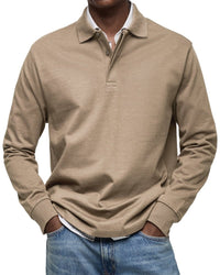 Felix | Luxus Langarm-Poloshirt in Khaki