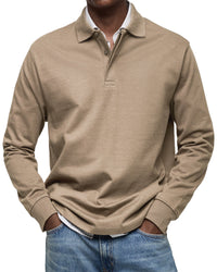 MARCONELLI | LUXUSPOLO MIT LANGEN ÄRMELN in Khaki