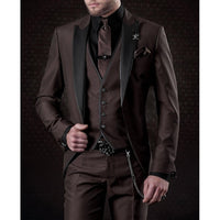 Maximilian | Herren 3-Teiliger Anzug Markantes Revers Souverän Elegant in Braun