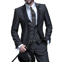 Maximilian | Herren 3-Teiliger Anzug Markantes Revers Souverän Elegant in Schwarz