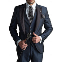 Maximilian | Herren 3-Teiliger Anzug Markantes Revers Souverän Elegant in Dunkelblau