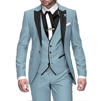 Maximilian | Herren 3-Teiliger Anzug Markantes Revers Souverän Elegant in Hellblau