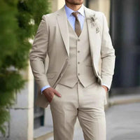 Charles | Herren Anzug Dreiteilig Weste Business Hochzeit Elegant in Beige