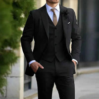 Charles | Herren Anzug Dreiteilig Weste Business Hochzeit Elegant in Schwarz