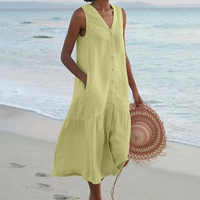 Lyra | Damen Sommerkleid V-Ausschnitt Leicht Feminin Romantic Casual in Grün