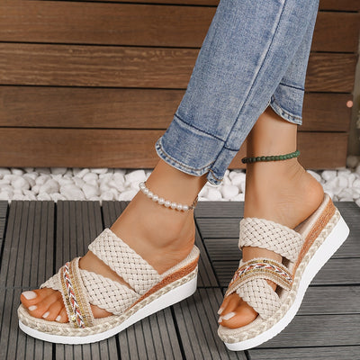 Lavore | Beige Orthopädische Sandalen mit stilvollem Flechtdesign